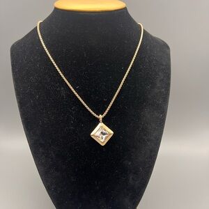 NWT Christian Siriano New York Gold-Tone Square Crystal Lariat Necklace